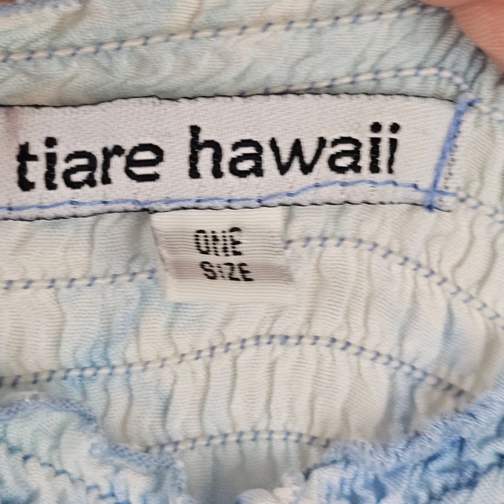Tiare Hawaii Maxi Dress One Size Blue Tie Dye Strapless Smocked Boho Stretch - Picture 9 of 10